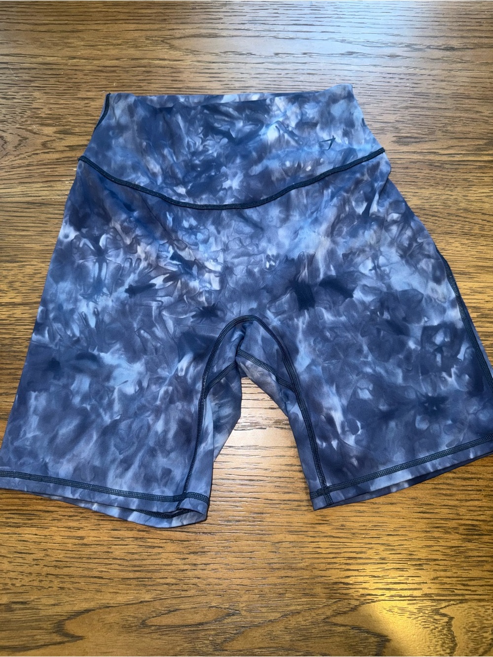 Gymshark High-Waist Tie-Dye Bike Shorts - Navy Blue